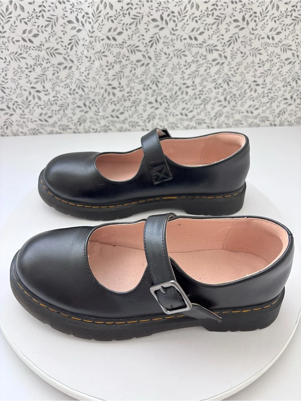 Black Platform Mary Jane Shoes Womens 8 EU 39 Chunky Lug Sole Buckle Strap